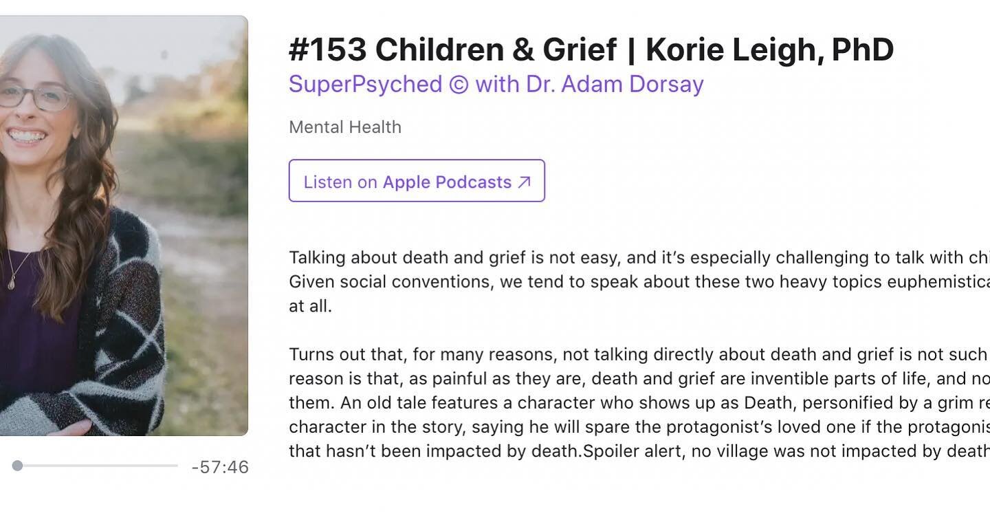 I had such an incredible conversation with @dradamdorsay on the SuperPsyched. We explore death, grief, meaning, transpersonal psychology, and of course my book What does grief feel like. Please take a listen and drop your comments below. #grief #loss
