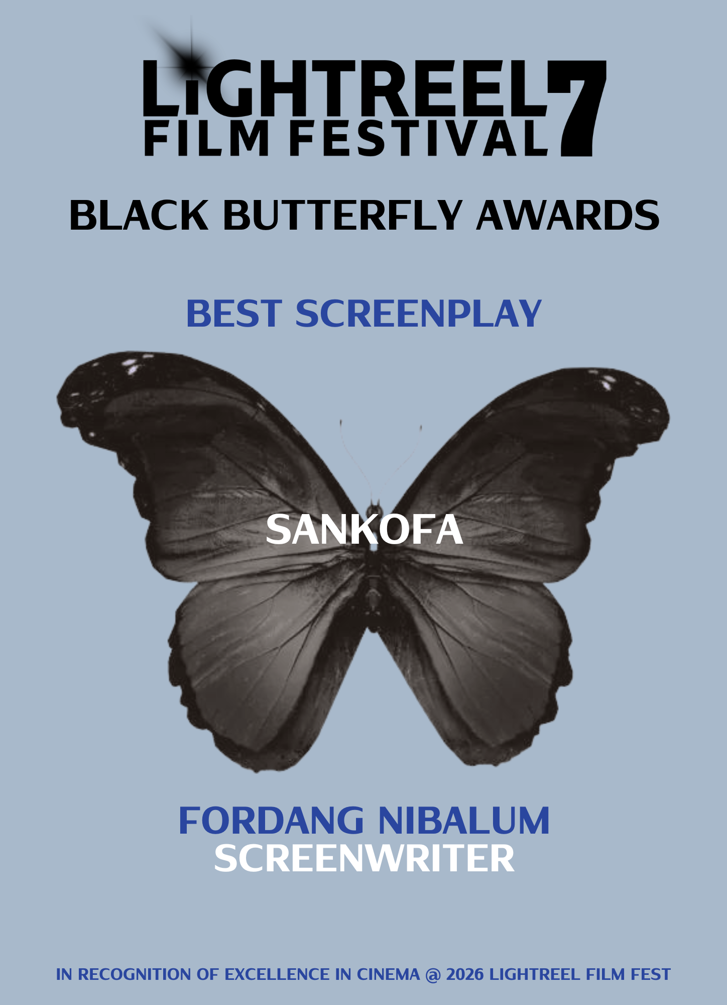 2026 LightReel Black Butterfly Award winner card