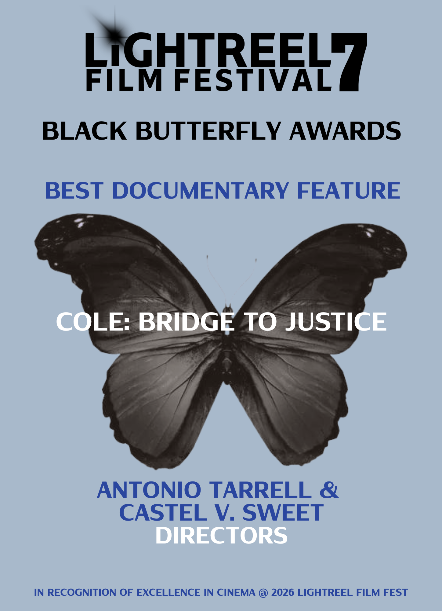2026 LightReel Black Butterfly Award winner card