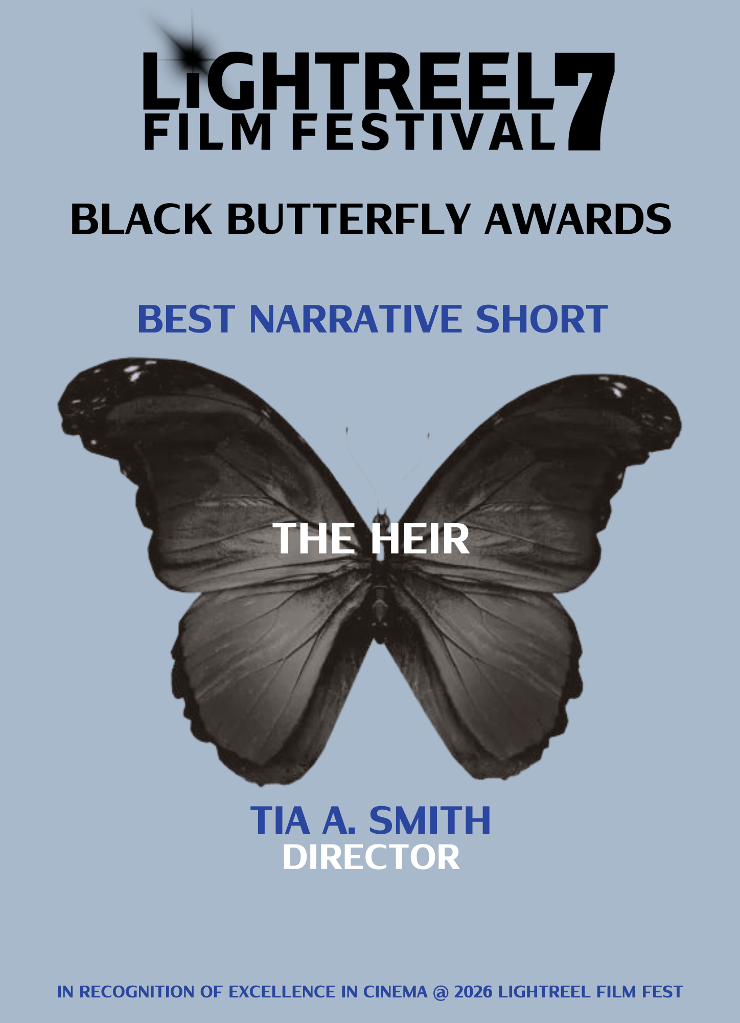 2026 LightReel Black Butterfly Award winner card