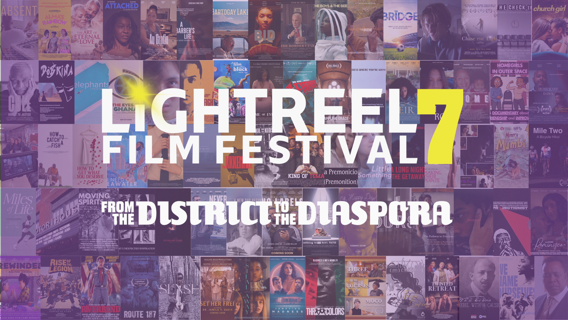Colorful collage promoting the 2026 LightReel Film Festival theme, “From the District to the Diaspora.”