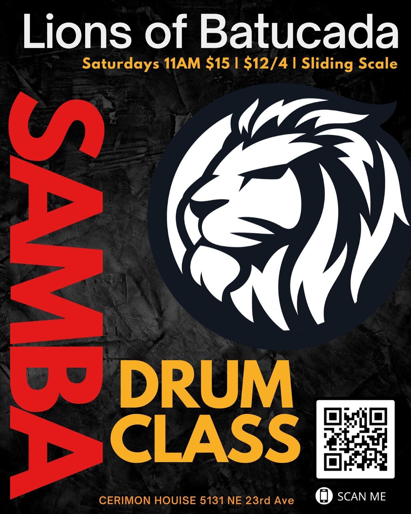 The Lions of Batucada&rsquo;s seasonal pause ends with our Saturday Samba class resuming 11 AM, January 8, 2022. We are full with holiday cheer, and ready to play some music. You as well? Come join us! We even have instruments for you. Samba!