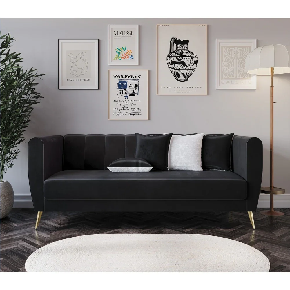 Lux XL Black velvet sofa ($150)