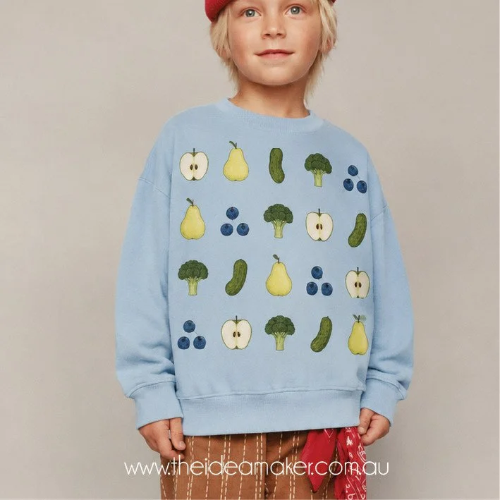 ⁠
Fun food for a good mood 🫐🥦🍐✨⁠
⁠
Playful fruit and veggie graphics designed to make healthy habits feel cheerful, approachable and fun for little personalities 🤍⁠
⁠
I love creating kidswear that sparks joy through colour, storytelling and every