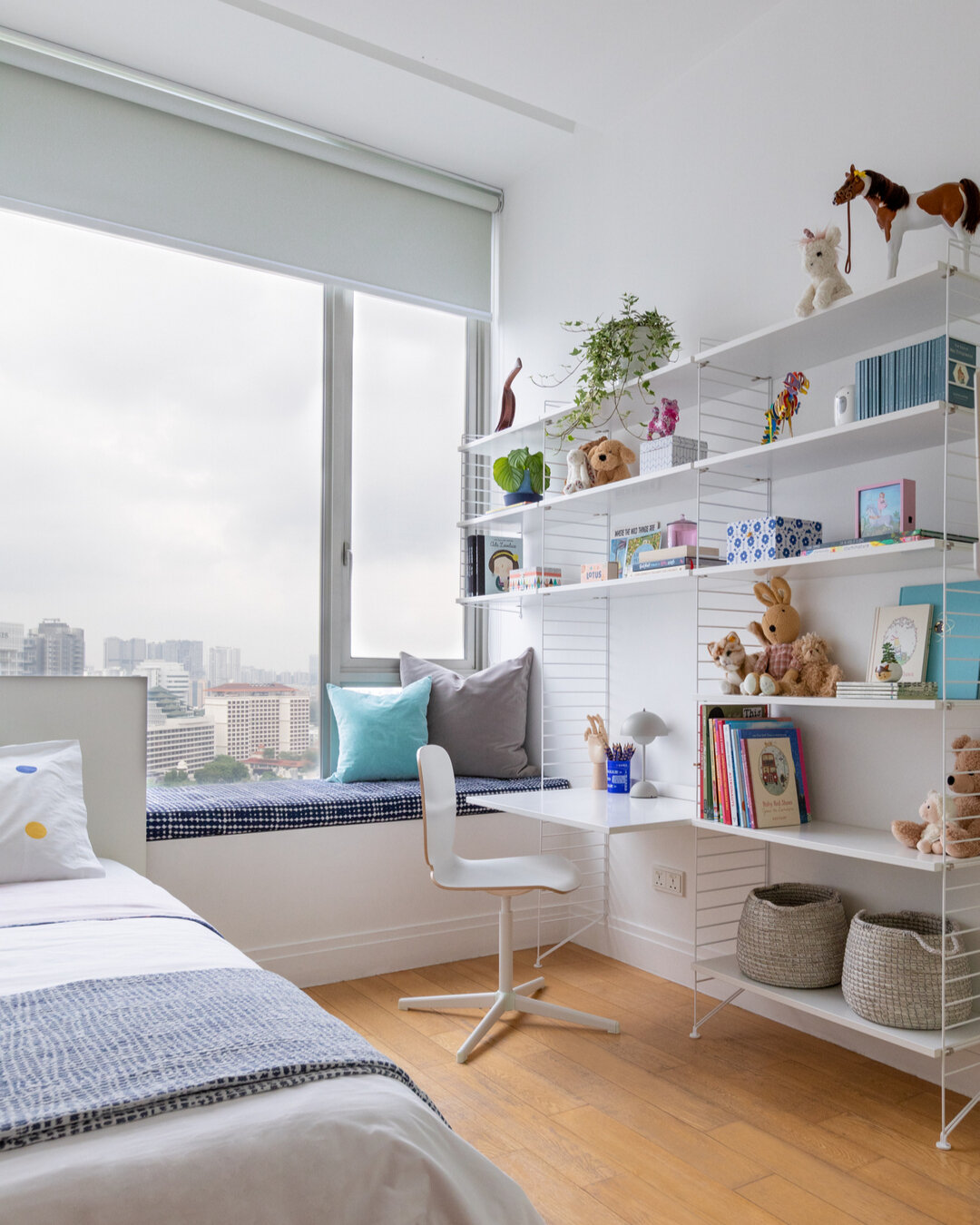 Plenty of room for books, lego creations and sculptural masterpieces (of the cardboard variety) in this kid&rsquo;s room. Adequate storage is a fundamental part of designing for little people. They have a lot of stuff. ​​​​​​​​
​​​​​​​​
I love using 