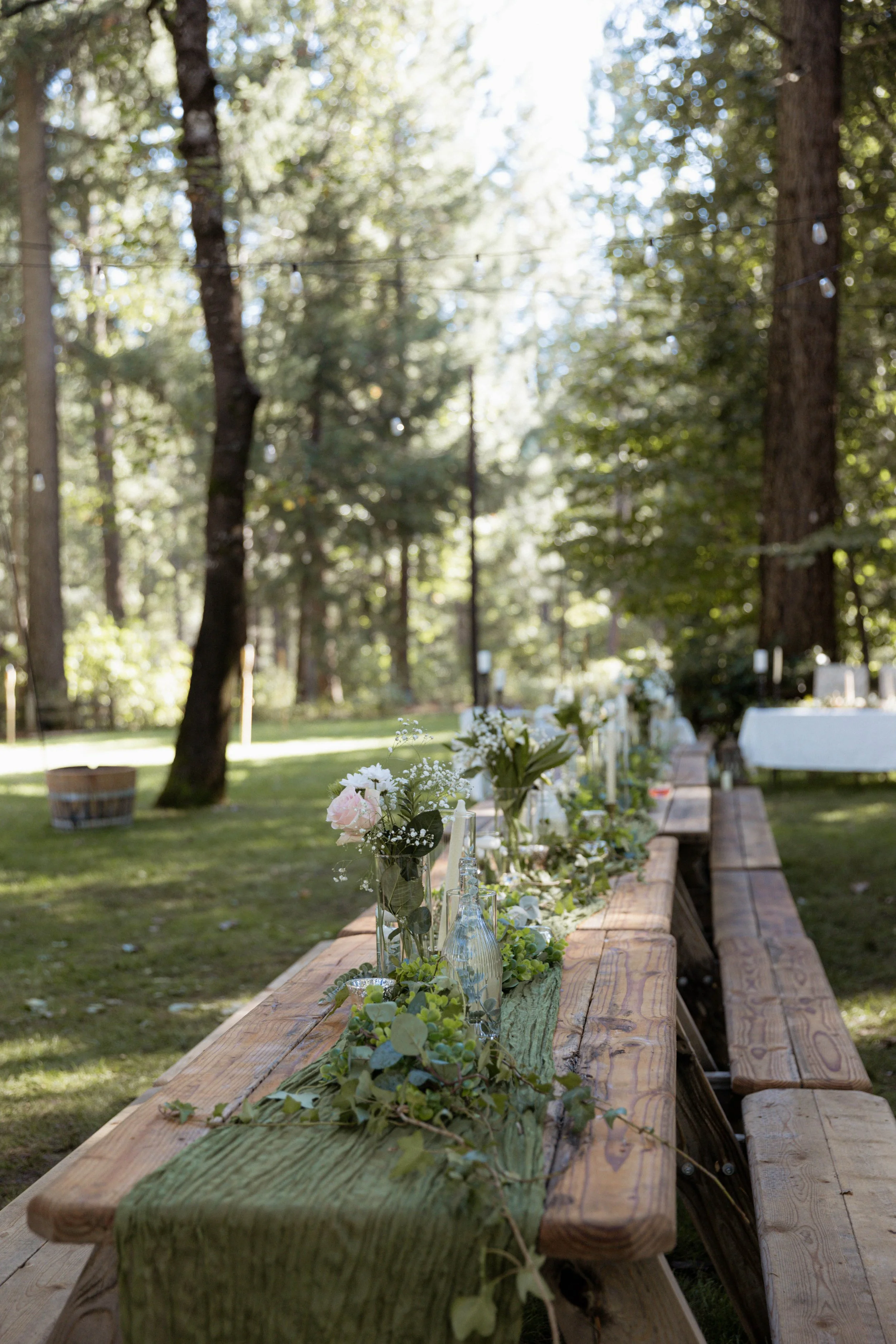 Wedding reception tables setup at a California wedding venue