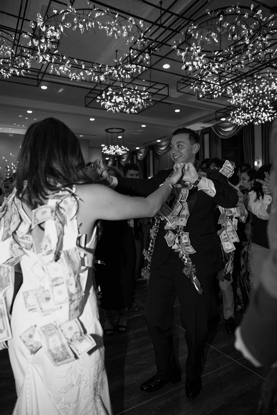 A couple dancing at their wedding reception