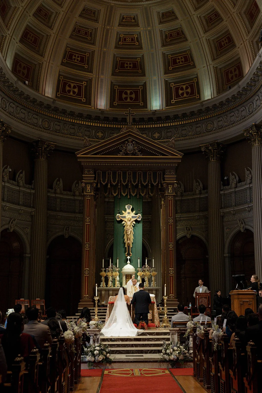 A couple during their church wedding ceremony