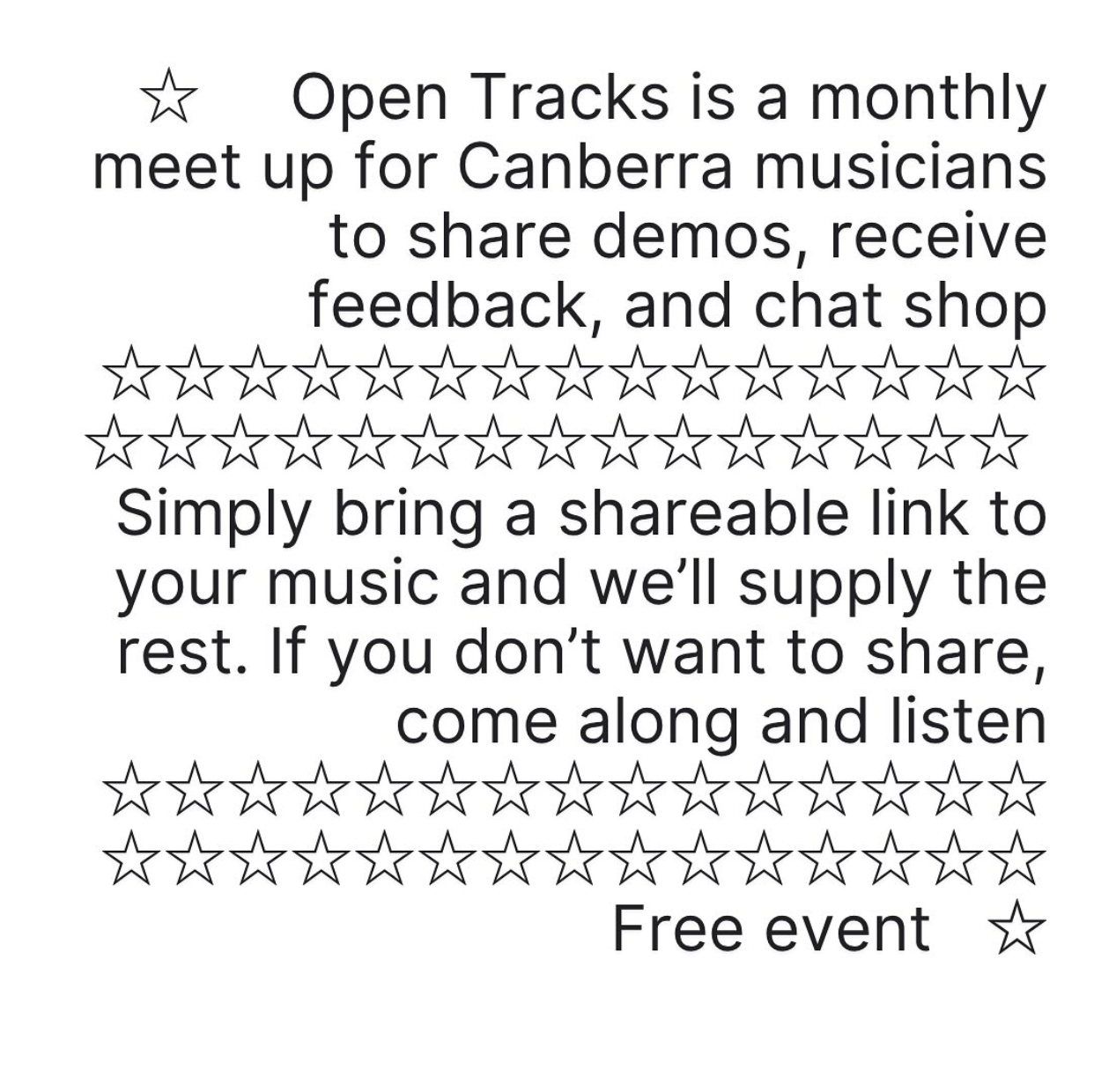 Open Tracks August 2026