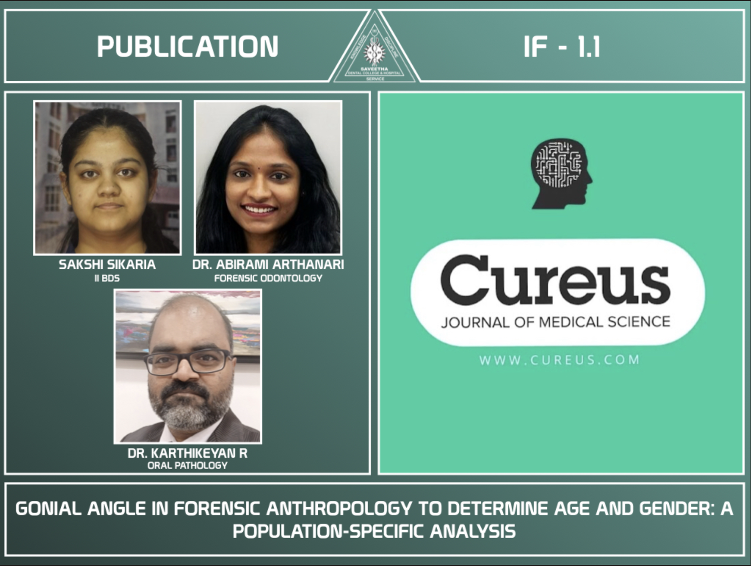 IMPACT PUBLICATION IN 1.1 CUREUS JOURNAL