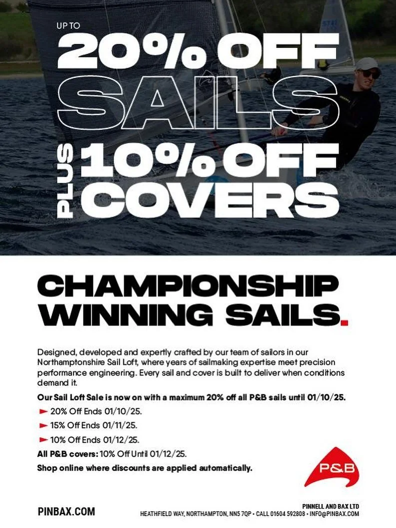 It&rsquo;s not too late to get a discount at @pinnellbax!
15% off sails and 10% off covers! ⛵️#sailing #cadetlife #gbrcadets #teamp&amp;b