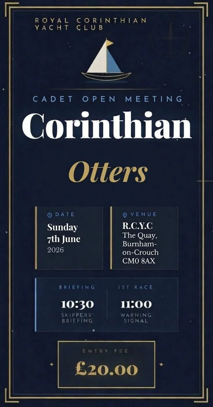 Corinthian Otters Cadet Open Meeting - Sunday 7th June 2026