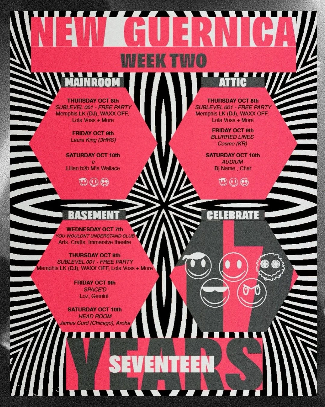 Check this out! Wk2 // 17rs of NG. Week 2. 
Full programme 👉

Memphis LK, Laura King, Dj Name, Cosmo, James Curd &amp; more. 

All event info in our bio!

The first ever: You wouldn&rsquo;t understand club. 
Just SOLD OUT. 
First week of every month