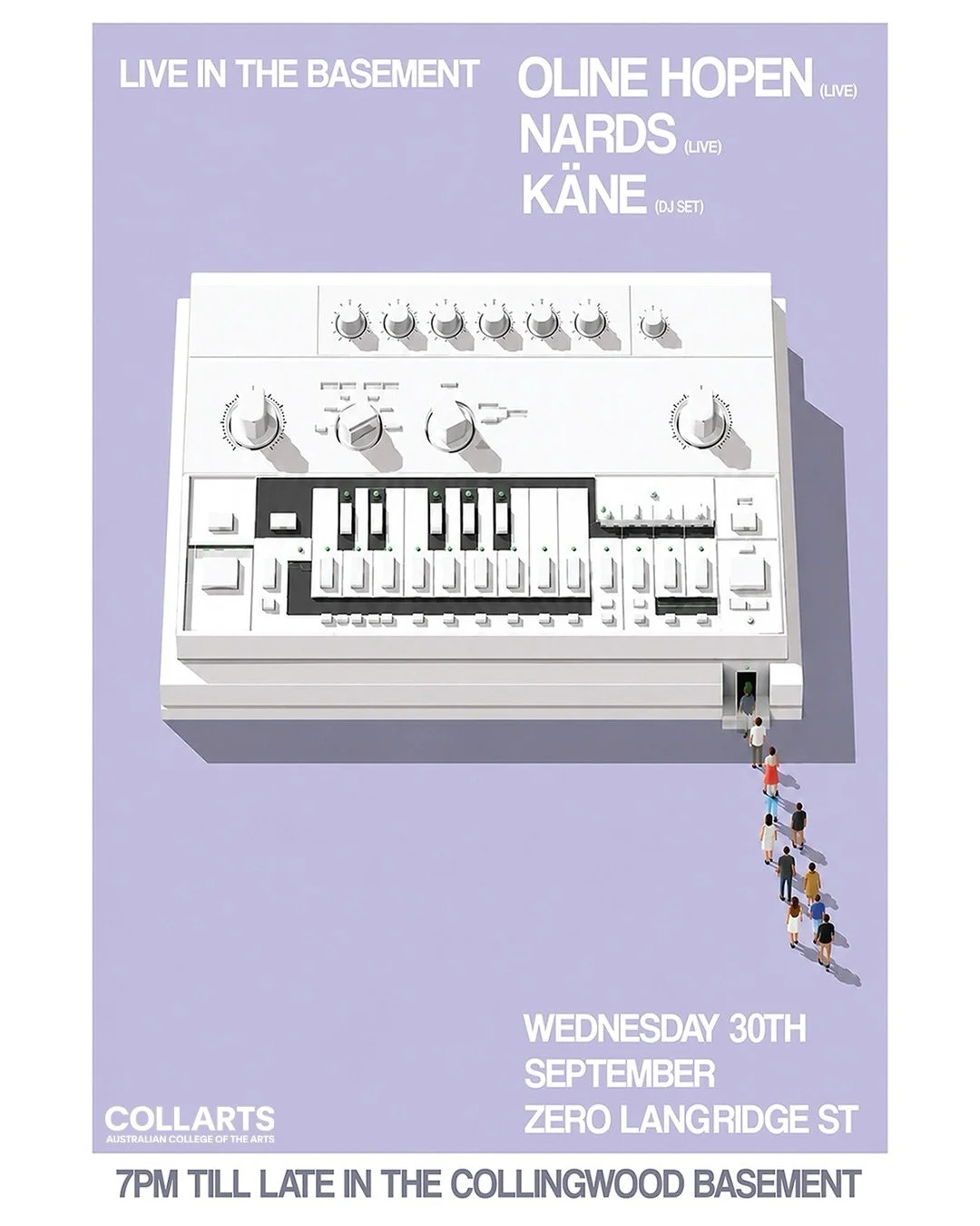 Live in the Basement launches this Wednesday: a new monthly collaboration between Collarts and Collingwood Basement, showcasing emerging electronic artists through live performance and DJ sets. ��

This week: Featuring Olin&eacute; Hopen, Nards and K