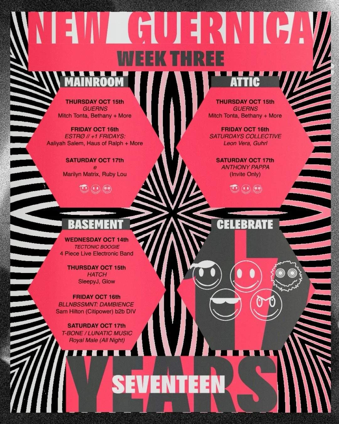 What&rsquo;s on this week! 
Wed - Sat
All info in Linktree / website. 

Live in the Basement 
Free Entry - Live Jam 
Synth Funk Electronic. 

Guerns Thurs.
Multiple rooms. 

Thursday Hatch.
Left field basement sessions 

+1 Fridays x Estro

Saturdays