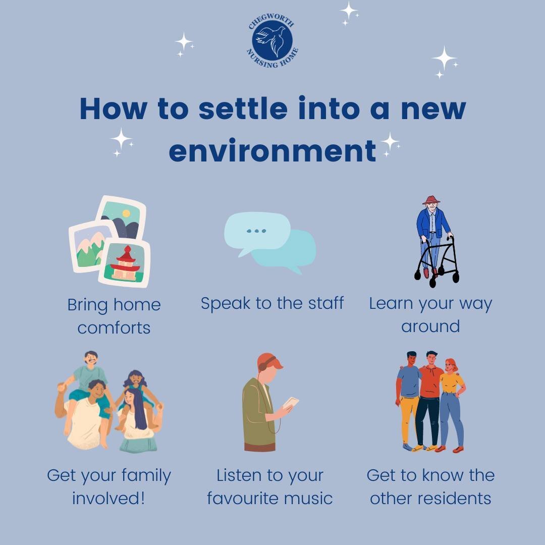 Comfort is key here at Chegworth Nursing Home. 💭 

That's why we encourage our residents to bring their belongings with them, as a way to bring a piece of home away from home. Take a look at our other top tips for settling into a new environment.

L