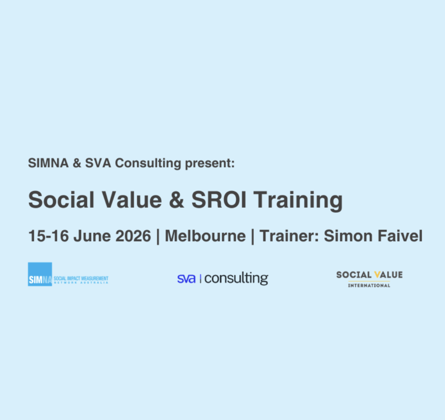 Level 2 Social Value and SROI Training by SIMNA (Melbourne)