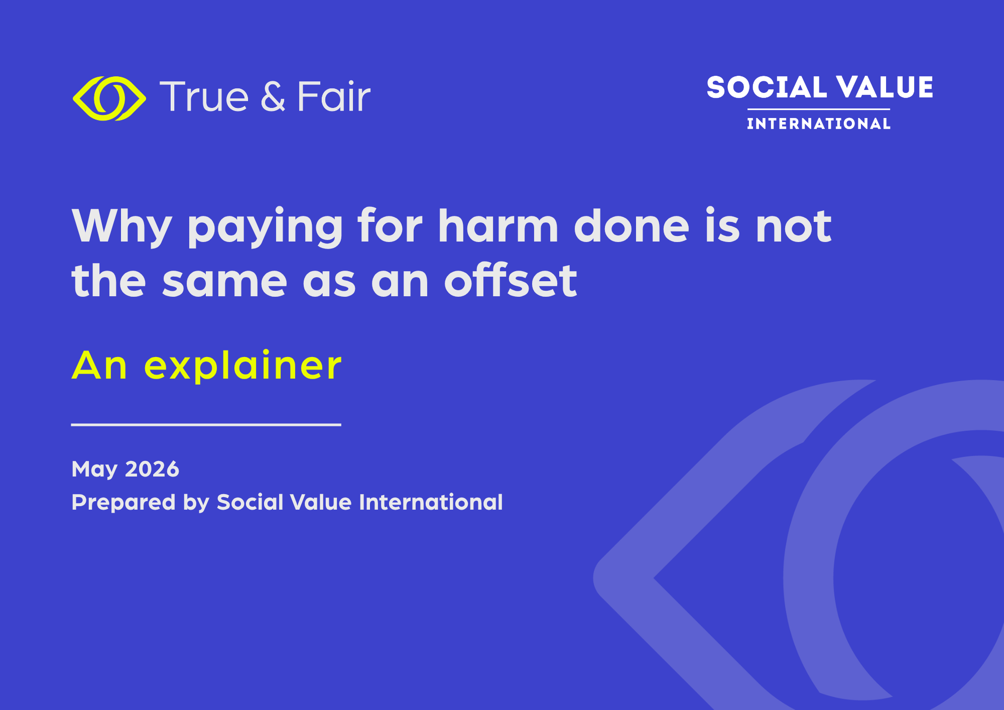 Cover page of the report, why paying for harm done is not the same as an offset