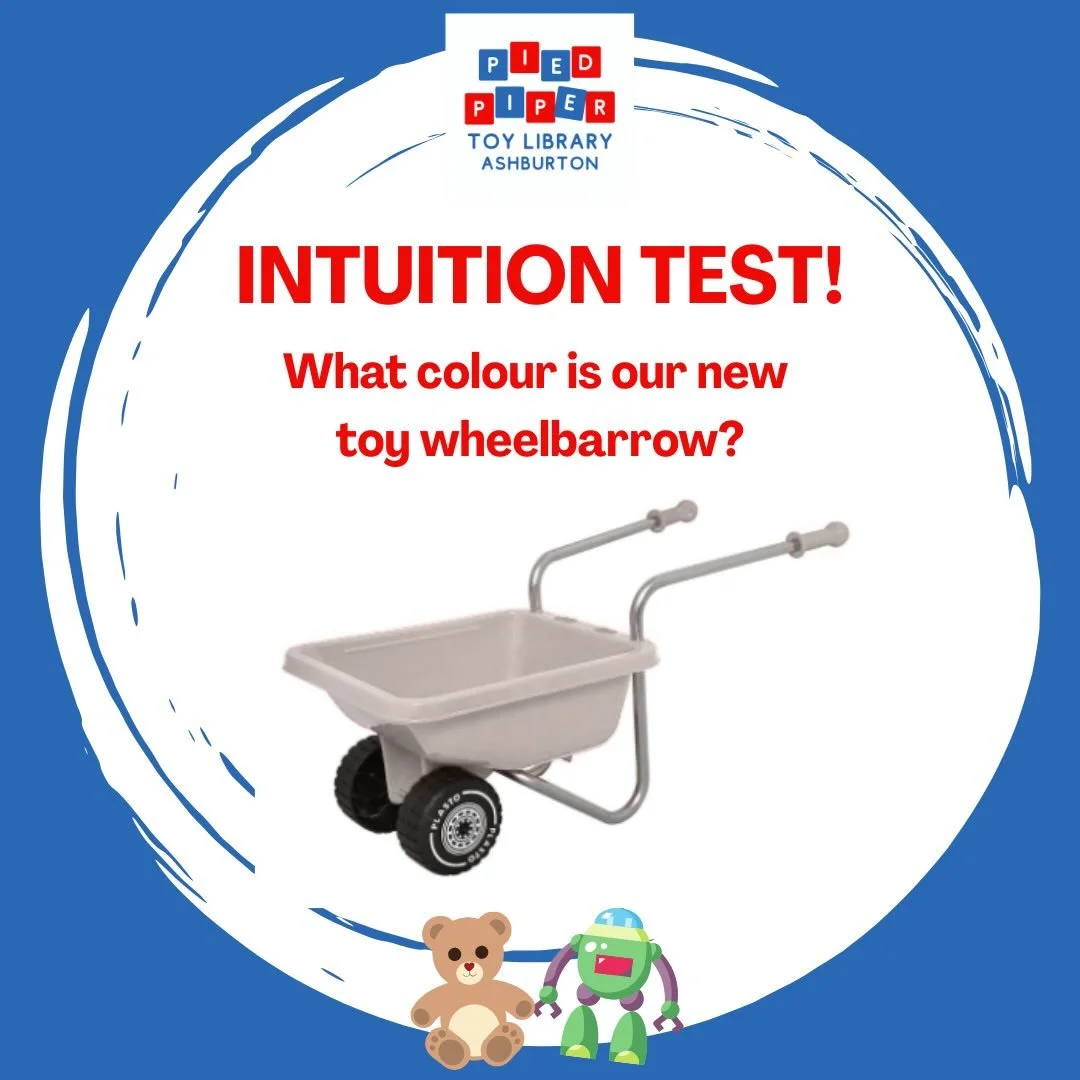 ✨ INTUITION TEST TIME!! ✨

Take a deep breath&hellip; close your eyes&hellip; and tune into your intuition 👀🌈

What colour do you think our NEW wheelbarrow at the Pied Piper Toy Library is? ✨

Drop your guess in the comments below and see if anyone