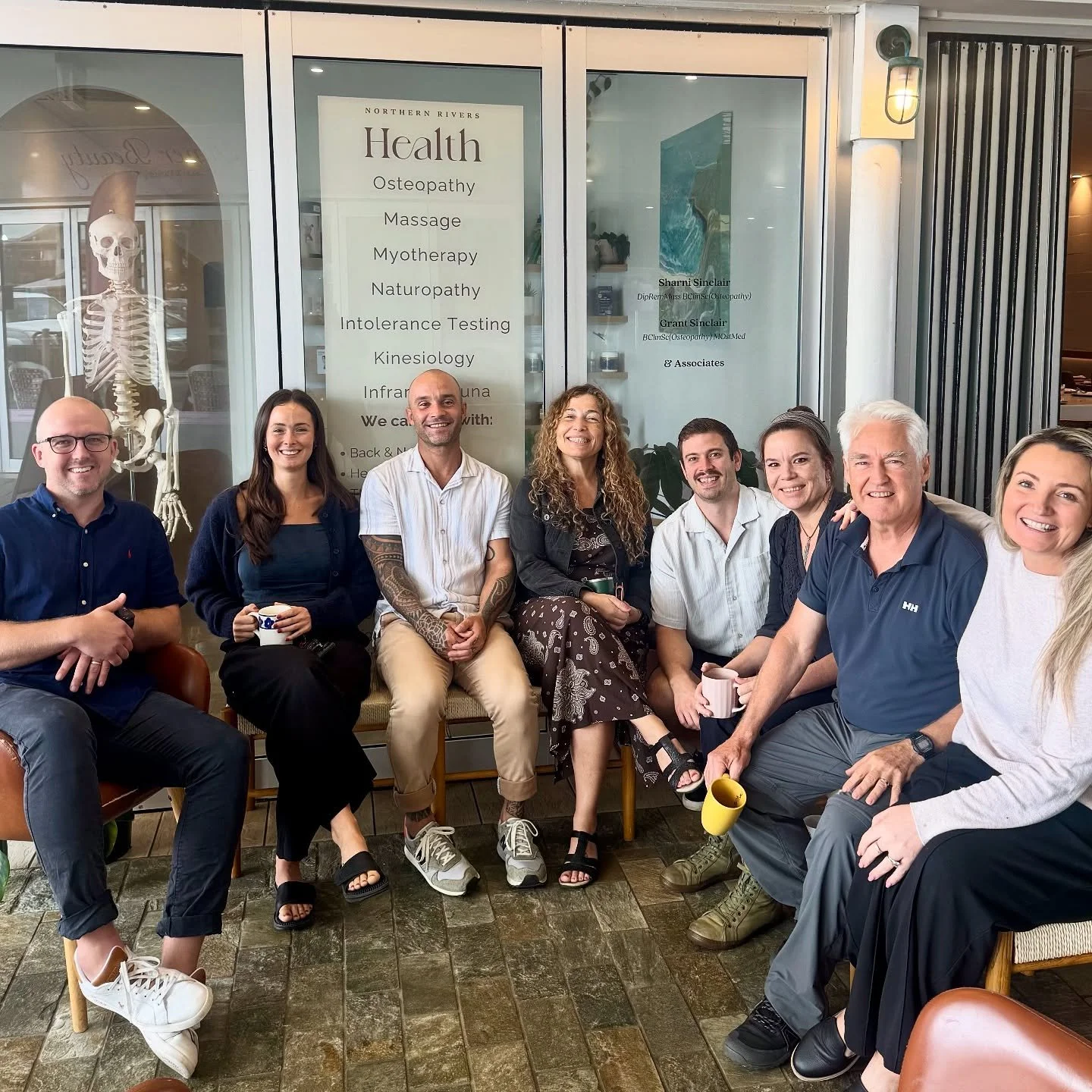 ✨ WEDNESDAYS IN LENNOX ✨ such a great busy vibe in the Lennox clinic today! Osteos Grant, Bridie and Oli, Massage Therapists Amy and Jonas, Naturopath Peter, Receptionist Luisa and Cheer Leader Sharni all enjoying the lunch break together. Rain could