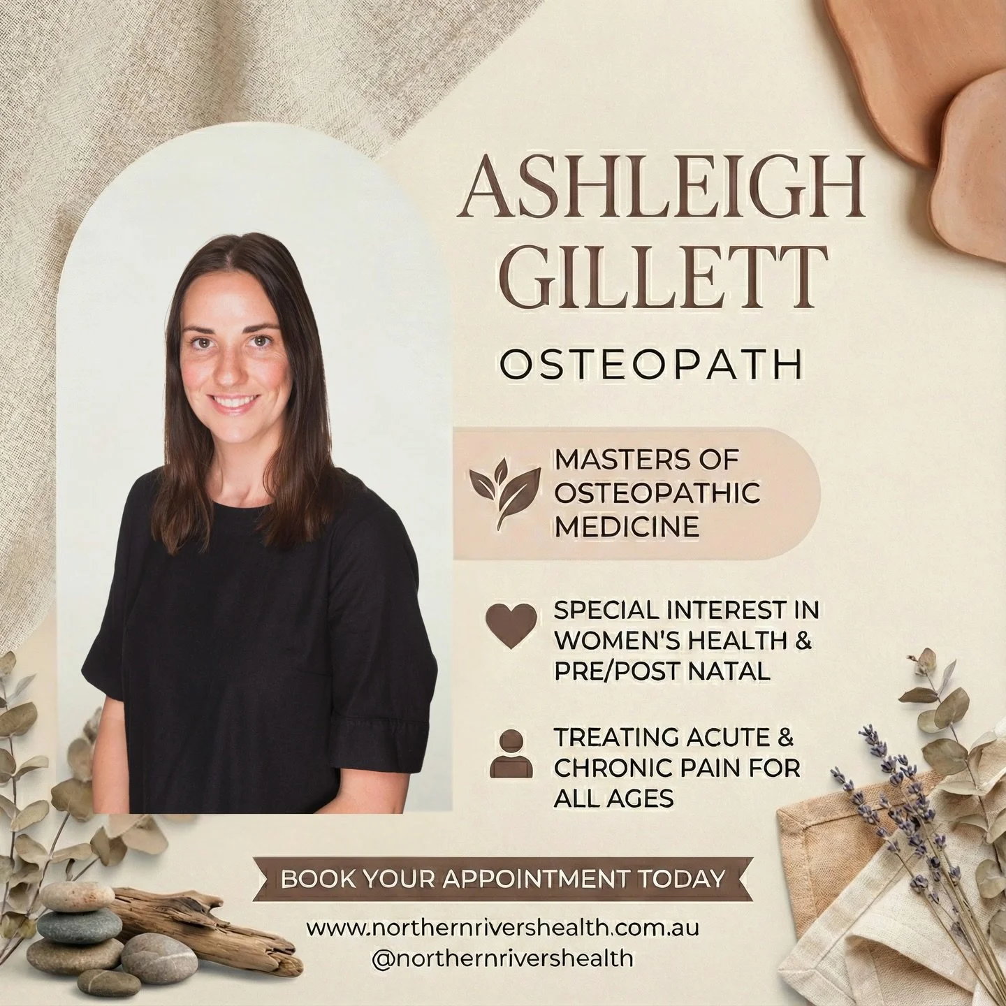 Many of you already know Ash, our Senior Osteopath and local Northern Rivers gal ✨ she&rsquo;s been with us for many years and her patients adore her. Not just because she&rsquo;s an incredible and experienced osteopath who helps people with pain man