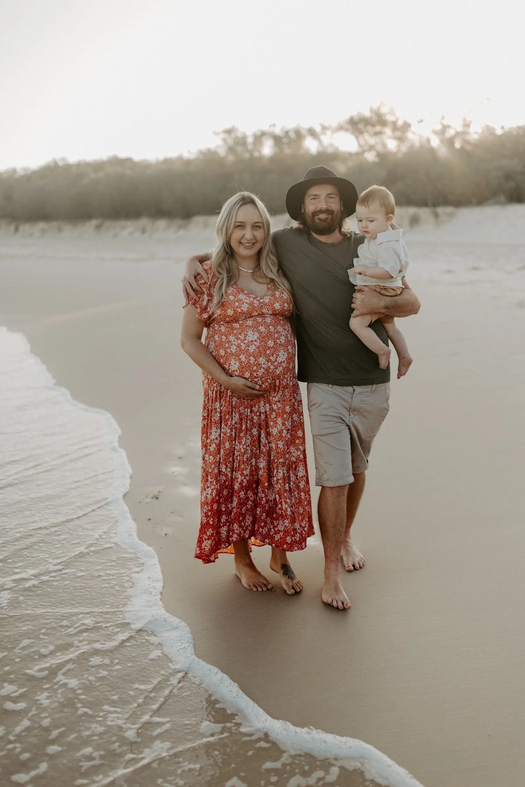 family photo at the beach in Byron Bay