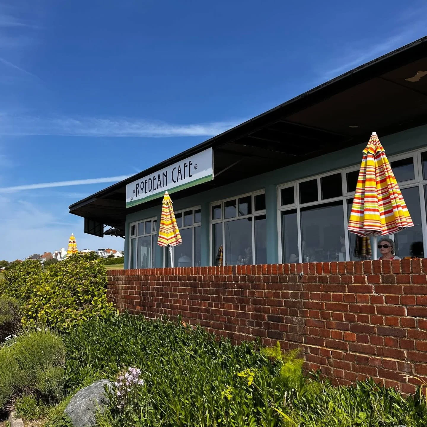 Outdoor dining with sea views