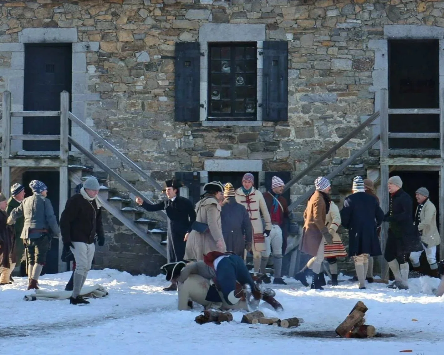 Fort Ticonderoga in winter during the American Revolution.