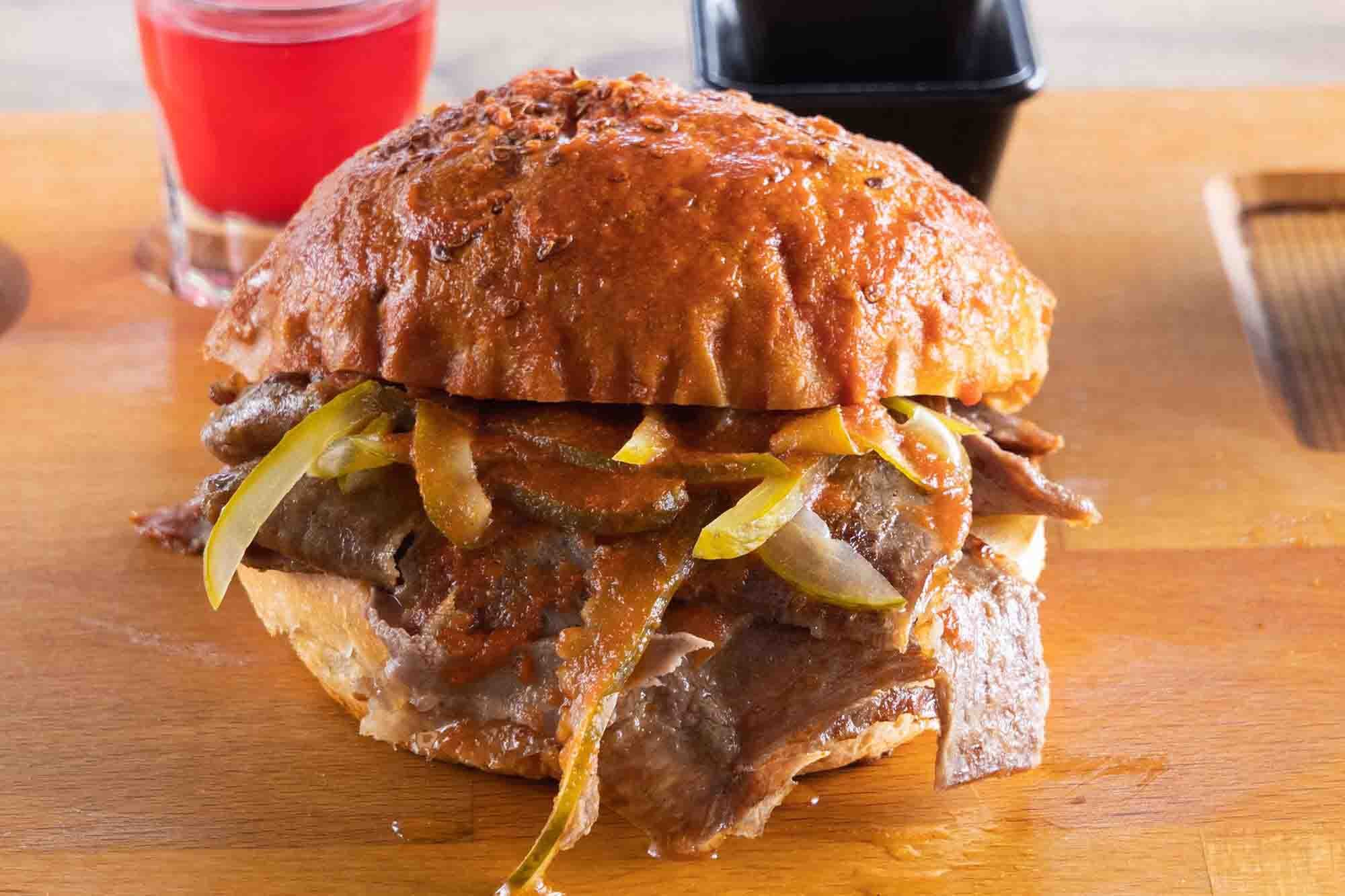 Freshly made sandwich at Long Horn.