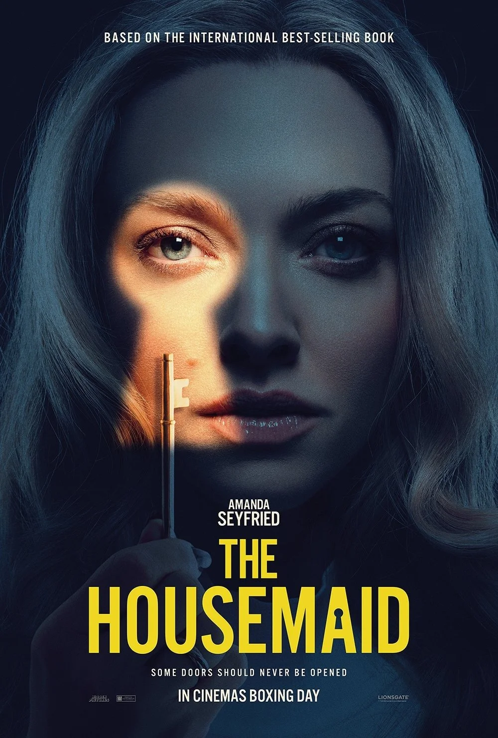 Amanda Seyfried in movie poster for the film "The Housemaid" playing at Indian Lake Theater.