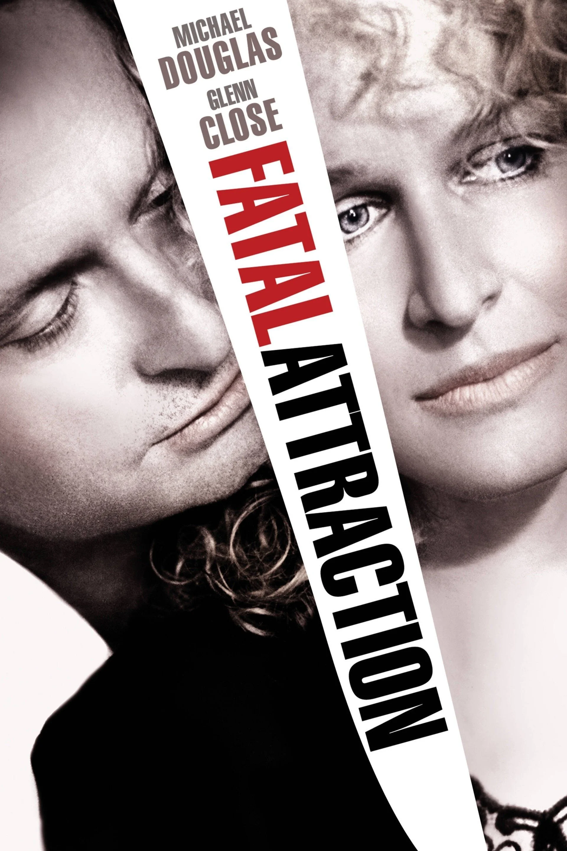 Movie poster for Fatal Attraction featuring Michael Douglas and Glenn Close.