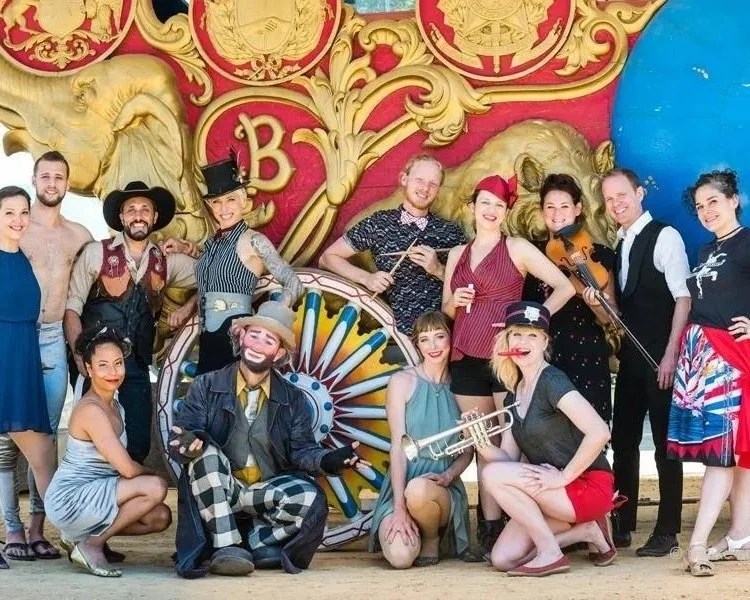 Full cast of circus performers in the Bindlestiff Family Cirkus