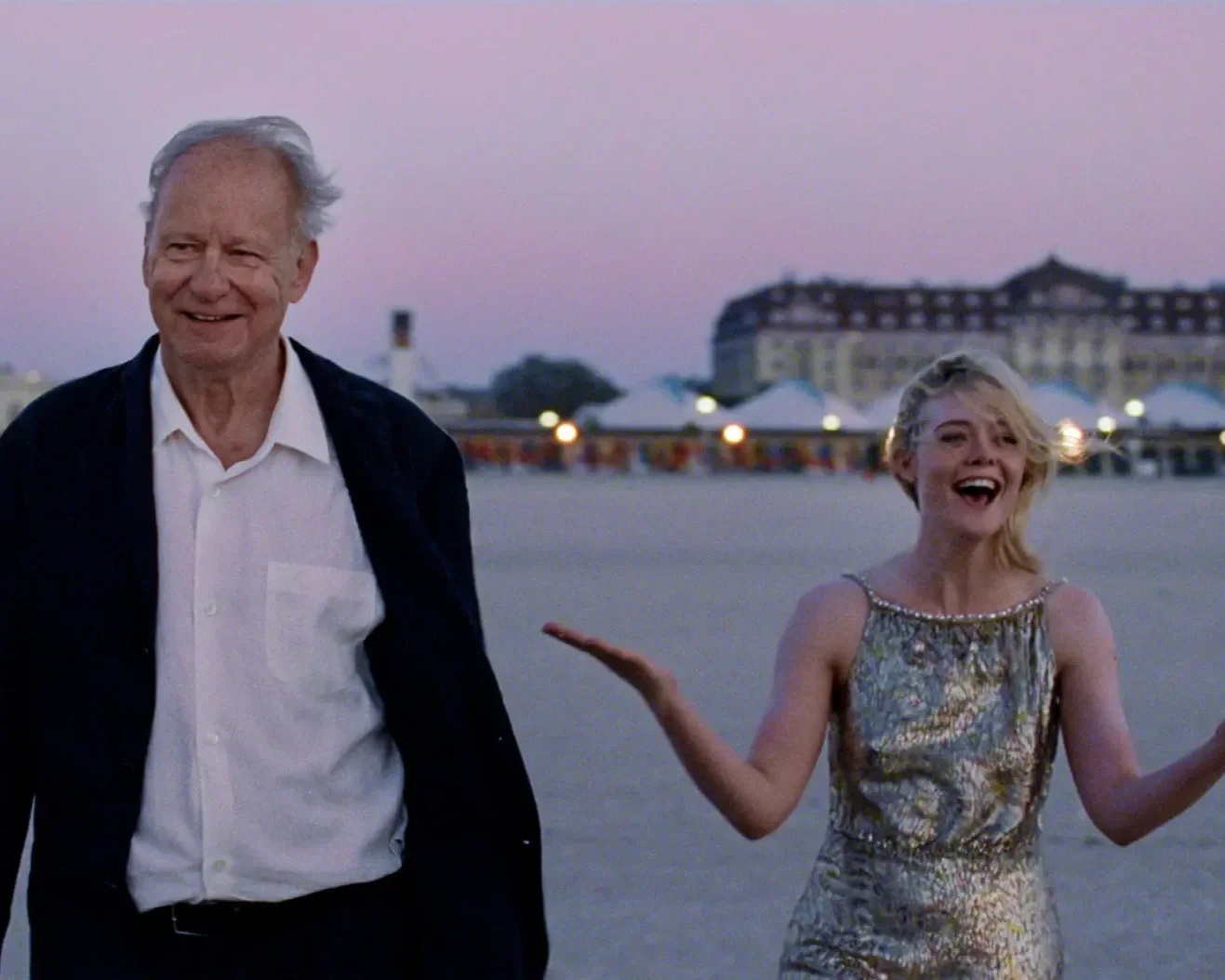 Stellan Skarsgard and Elle Fanning in the multi-Oscar-nominated film Sentimental Value playing at Indian Lake Theater.