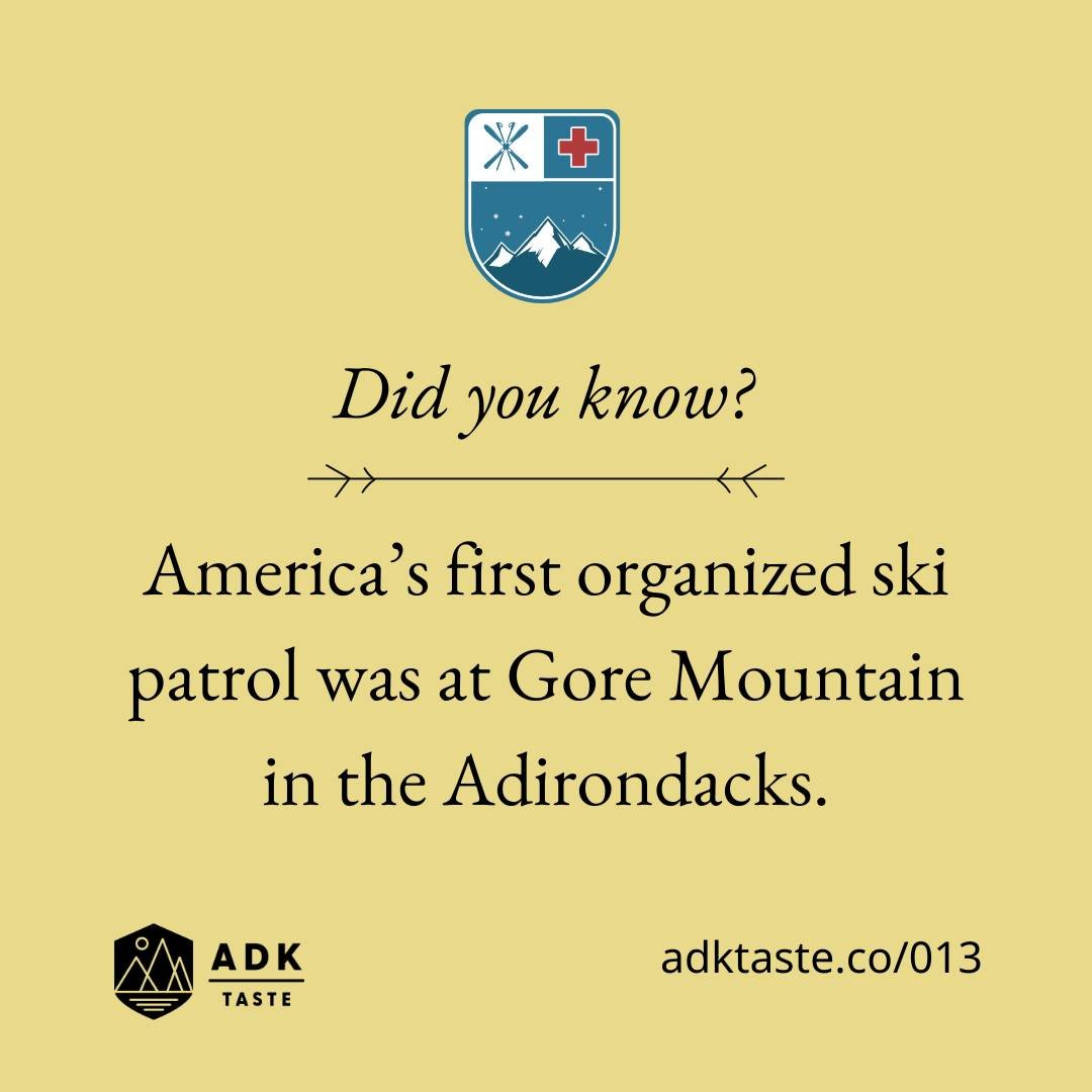⛷In our recent episode of ADK Talks podcast, we learn how Gore Mt. was the site of the first organized ski patrol in the U.S. To hear more, see link in bio or visit adktaste.co/013.

In 1933, Lois Perret Schaeffer, head of the First Aid Committee of 