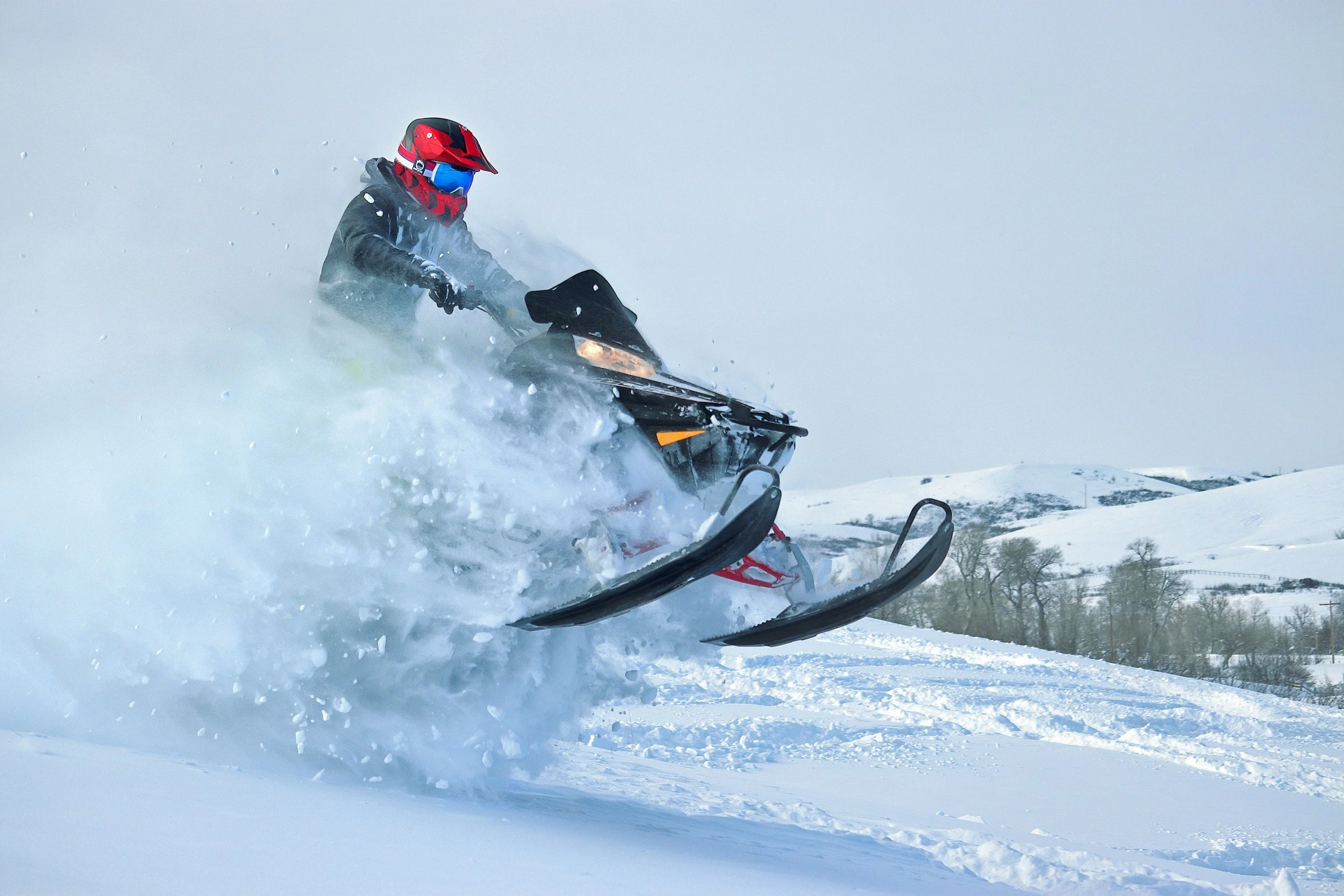 Snowmobile on a snow-filled Adirondack Trail