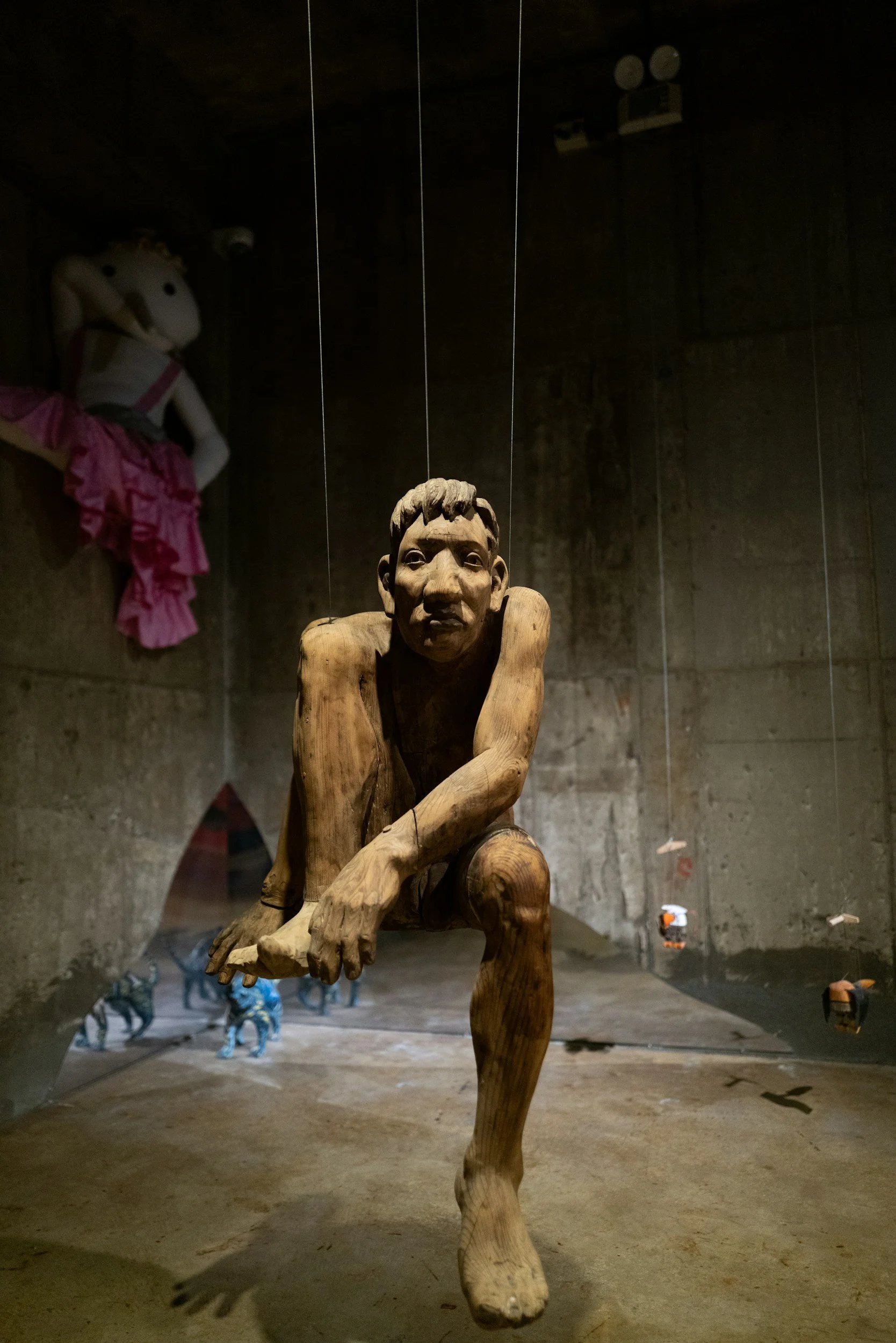 Performance art using puppetry to tell a story.