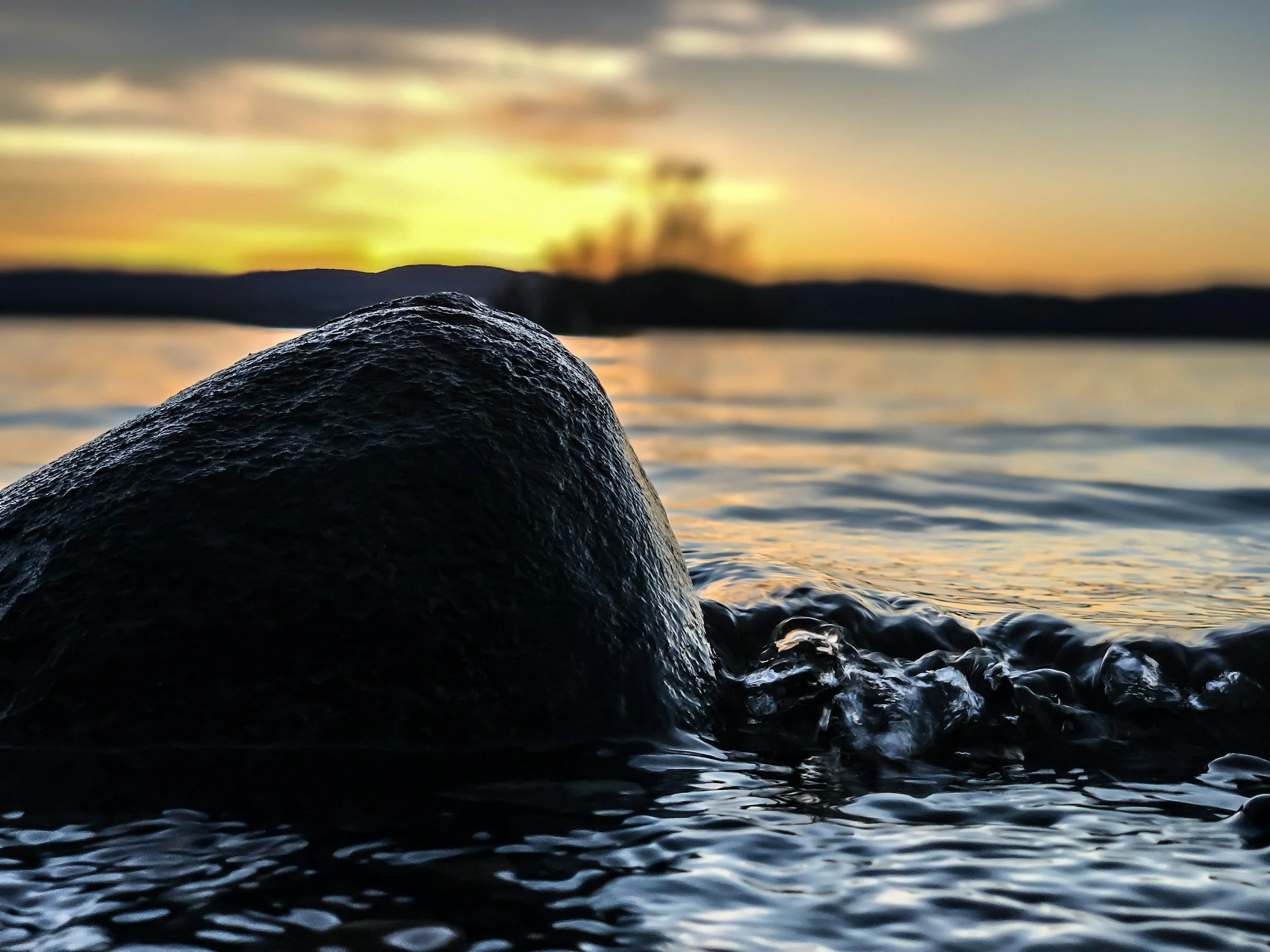 rock outcropping on the great sacandaga lake in the adirondacks.