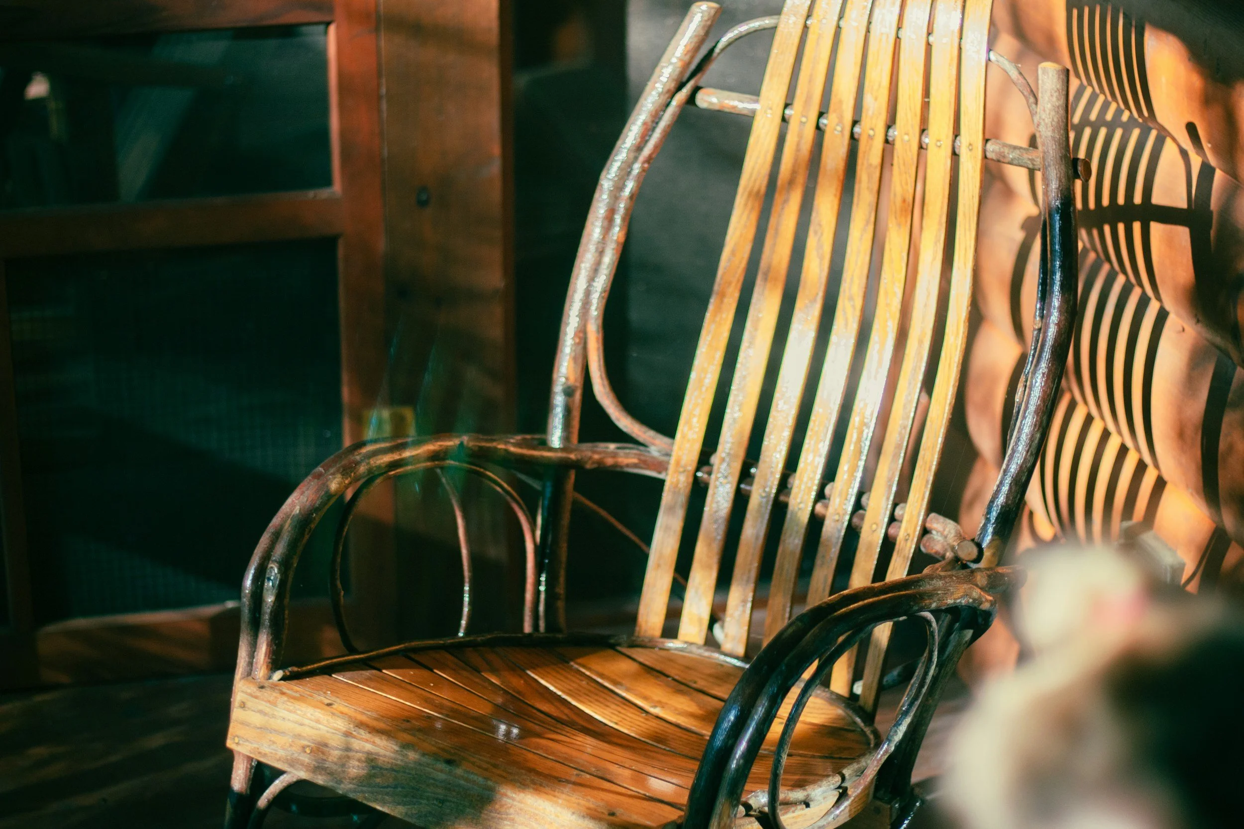 A bentwood hand-crafted adirondack vintage chair.