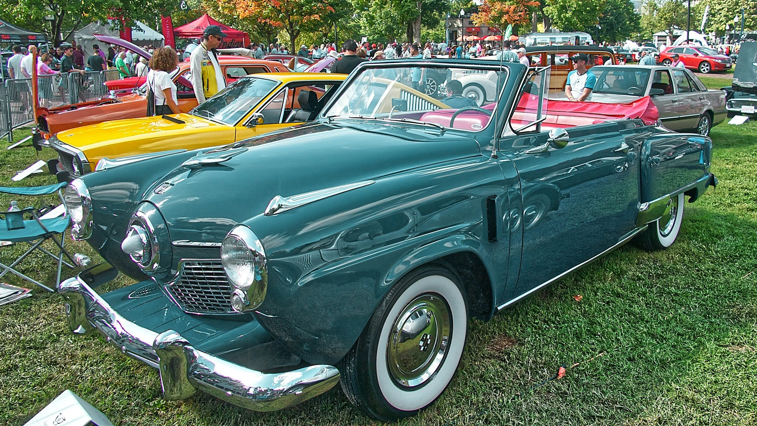 vintage cars on display at the Gore Mountain Cruise-In in the Adirondacks.