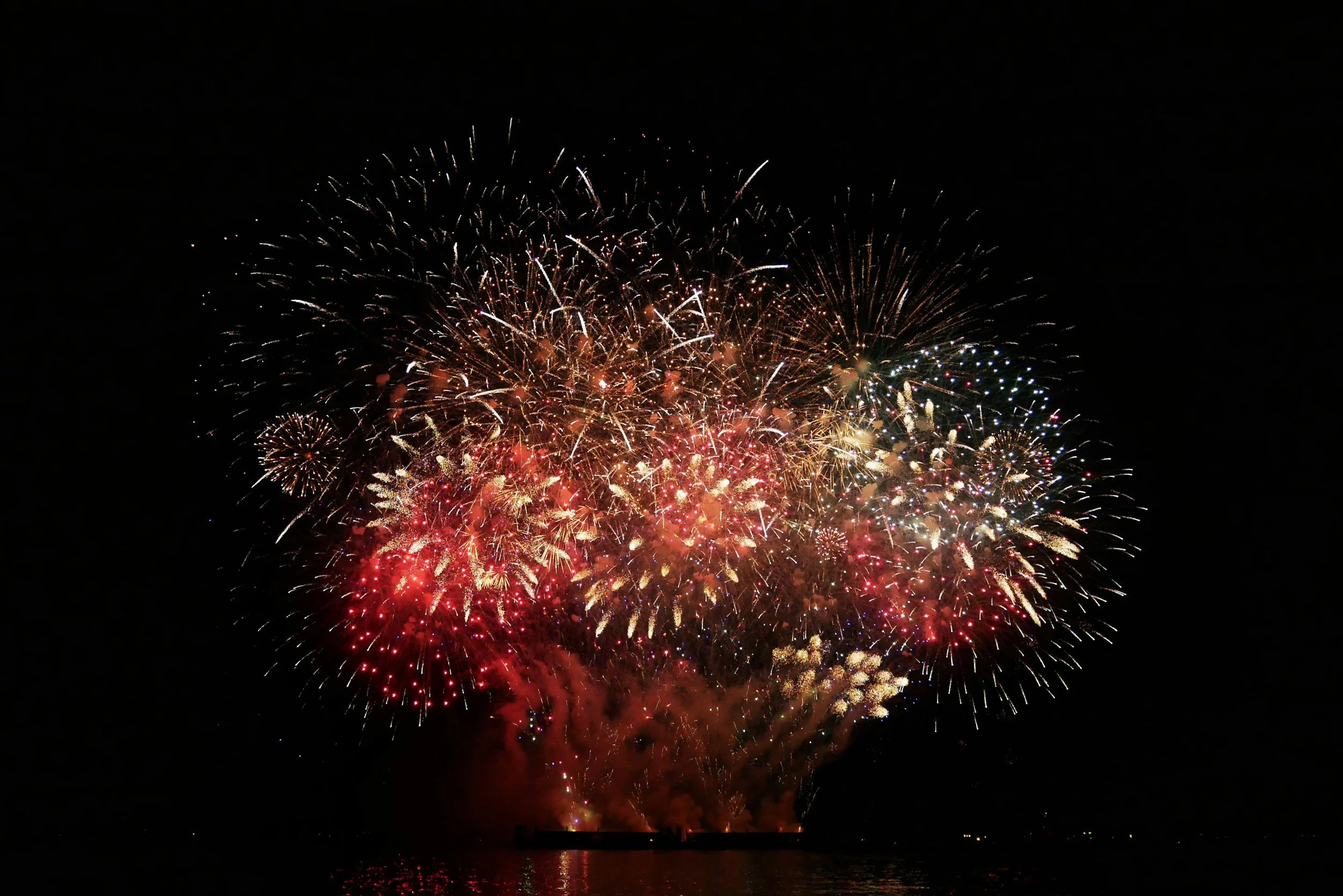 July 4 fireworks light up Schroon Lake.