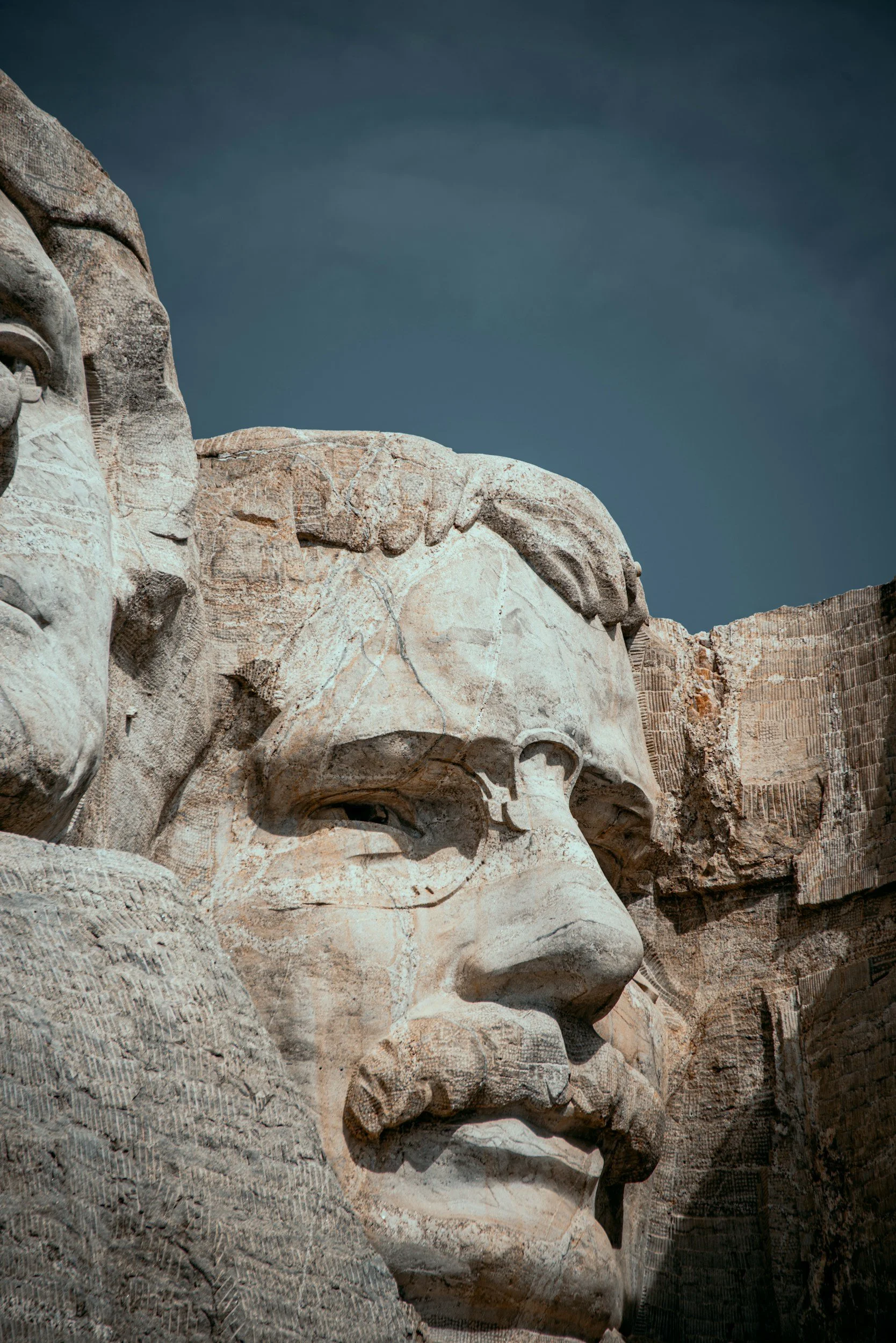 Teddy Roosevelt's face on Mt. Rushmore.