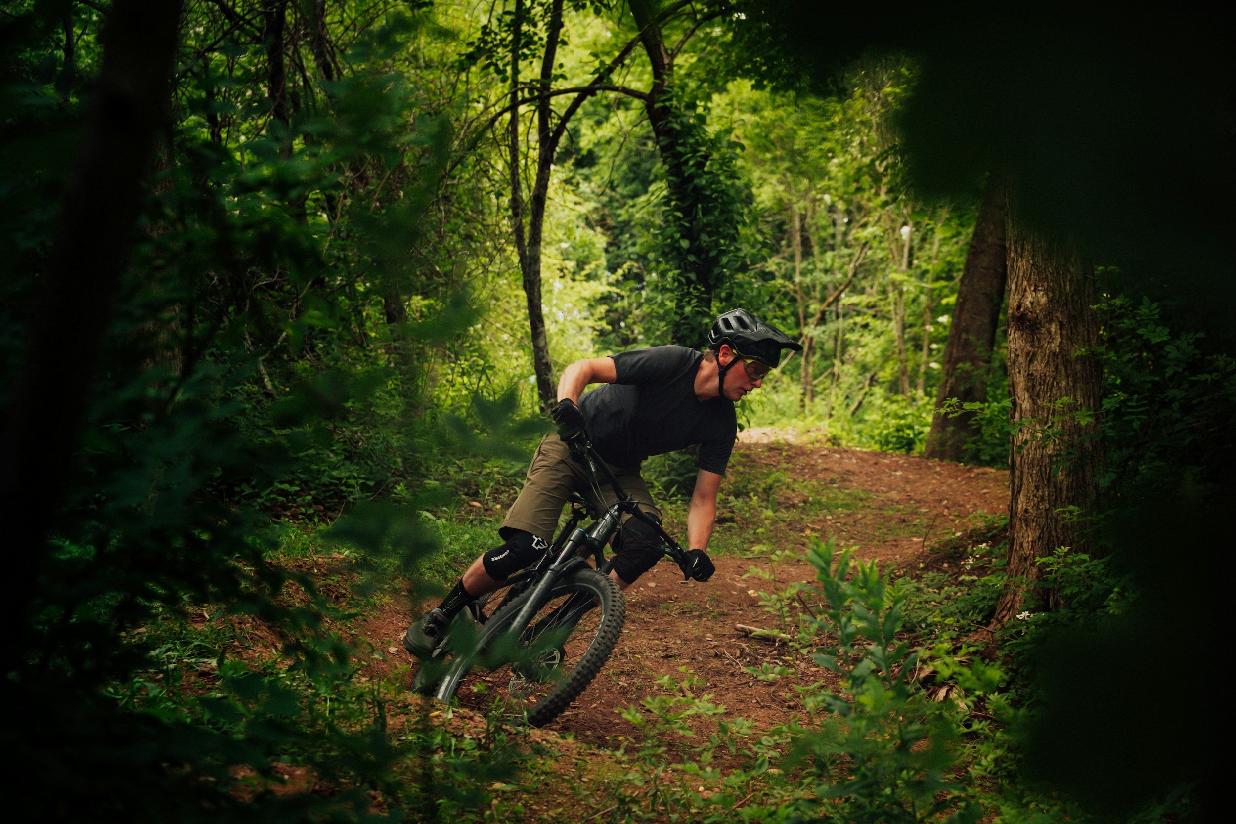 Mountain biker on the trail in the Adirondacks.