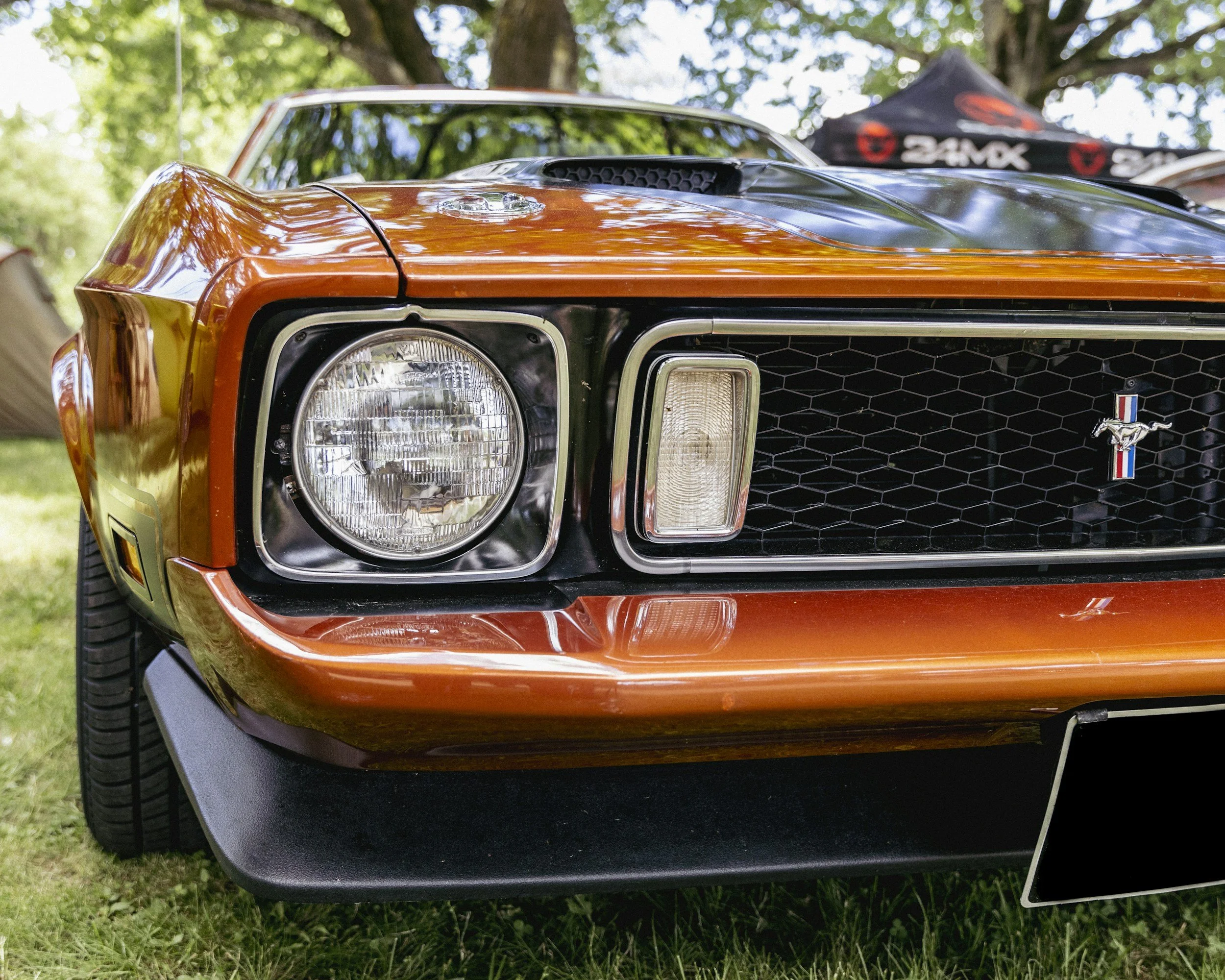 Vintage Mustang car in Ticonderoga's Bicentennial Park.