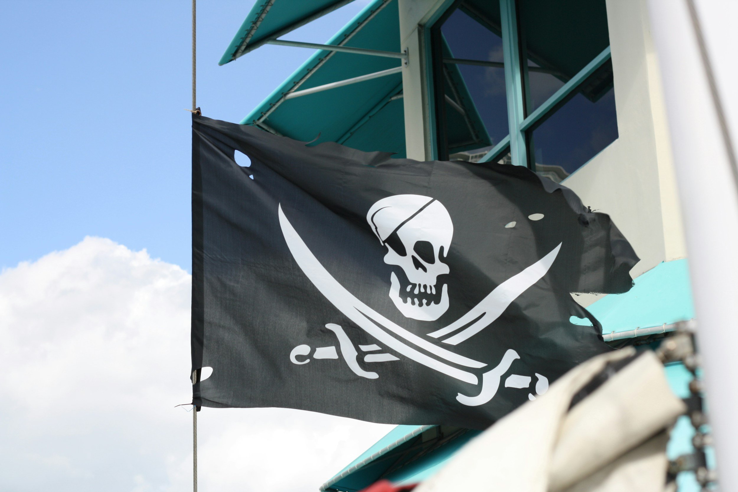 Pirate Flag flying on a cruise on Lake George.