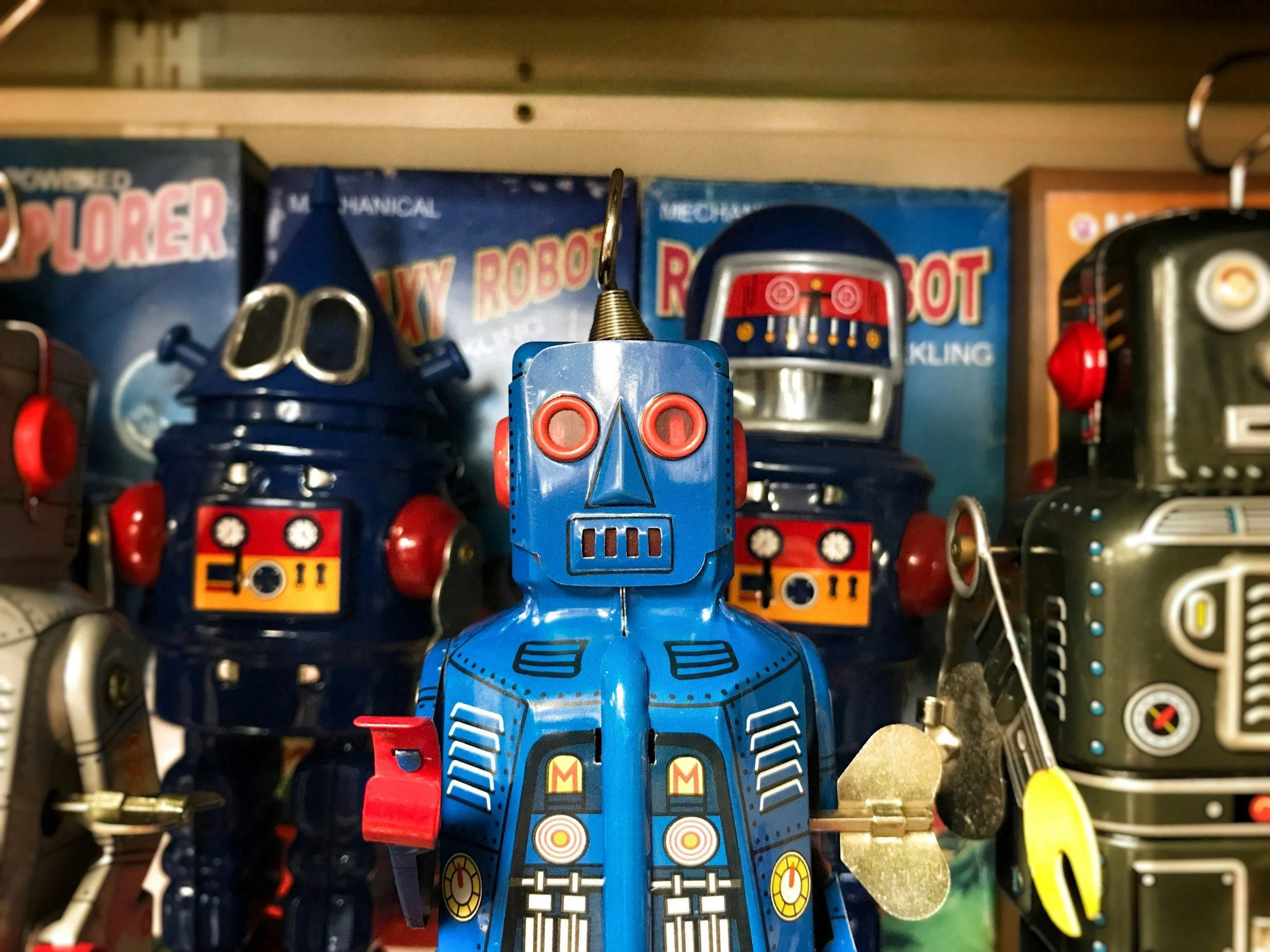 Vintage and antique toys and action figures on display at collectorsfest in Glens Falls, NY.