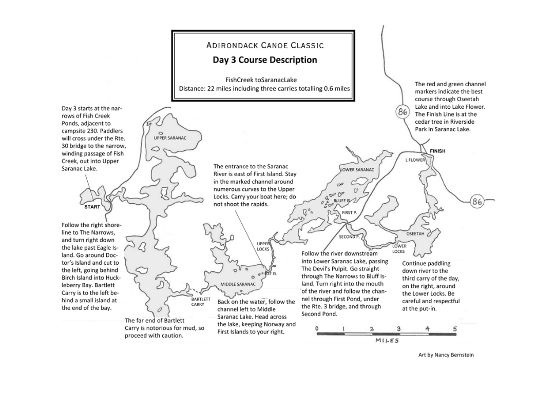 Route map Adirondack Canoe Classic 90-miler Day 3.