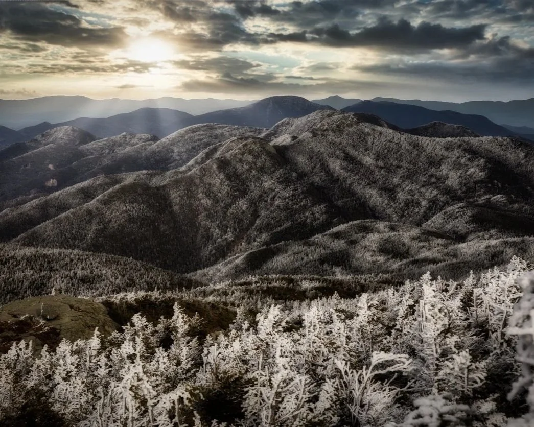 The Adirondack mountains in winter in upstate NY, home to indigenous people for 12,000 years.