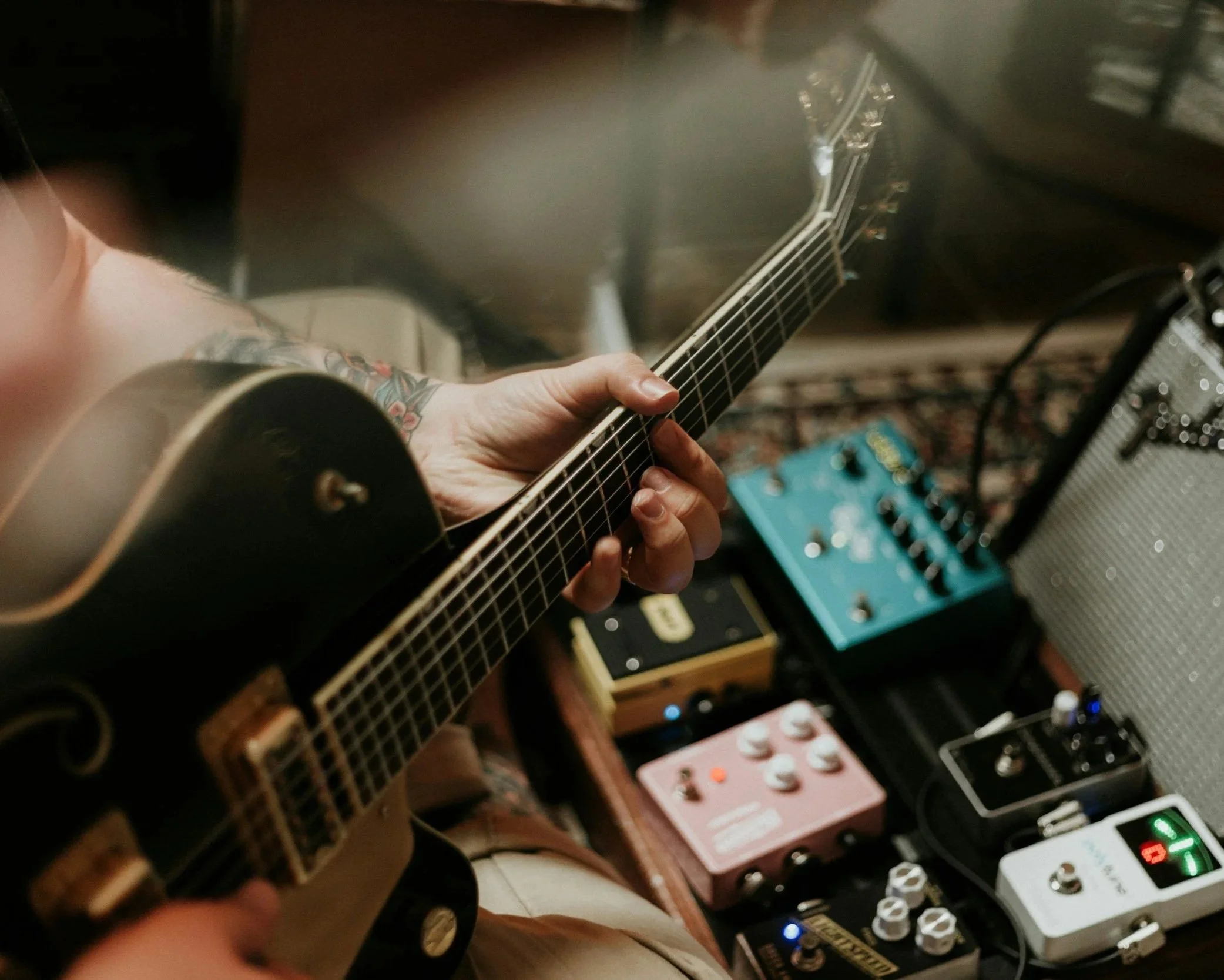 Singer-songwriter live performance.