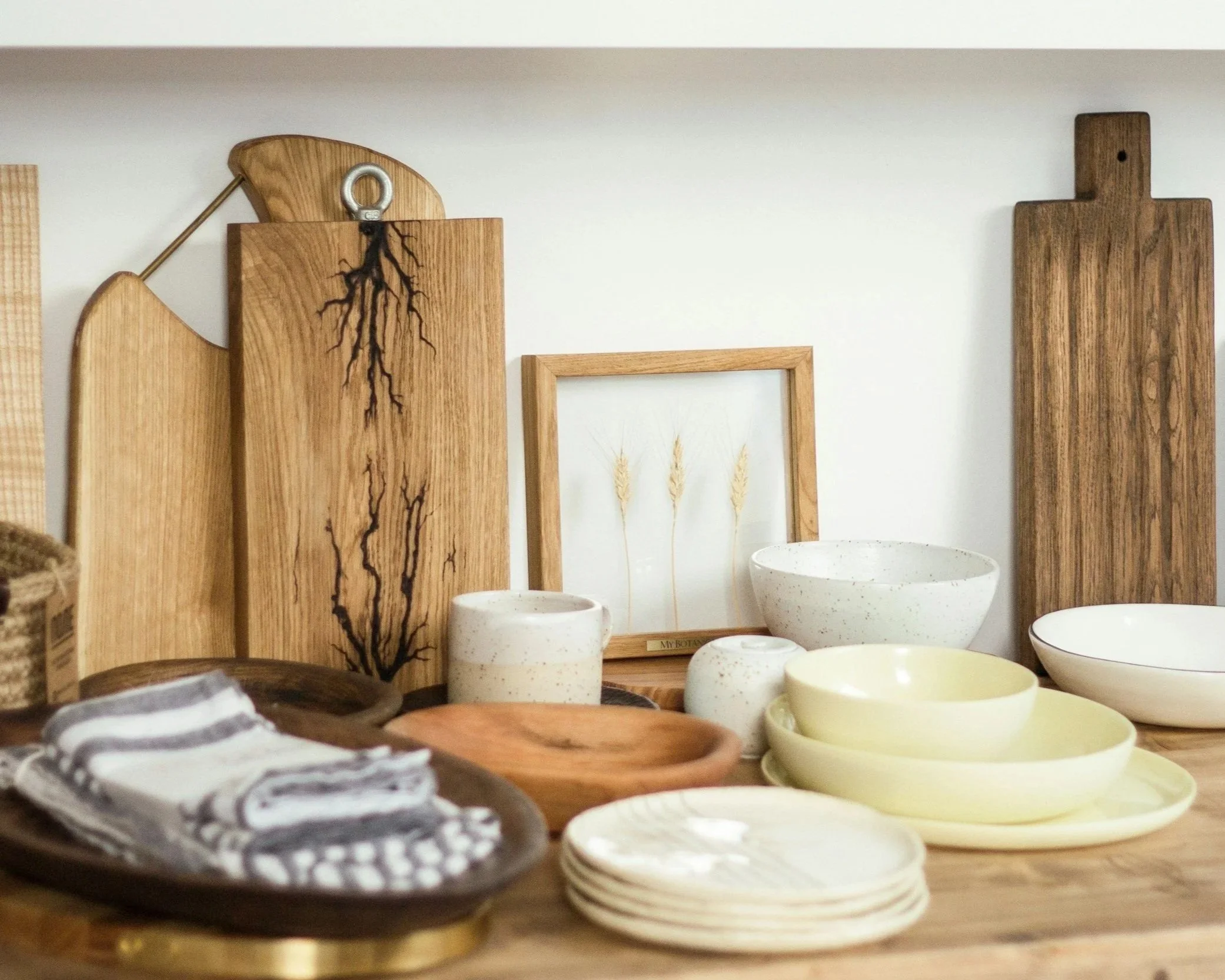 woodworking, pottery, weaving, fiber arts, home decor at an Adirondack Crafts Fair.