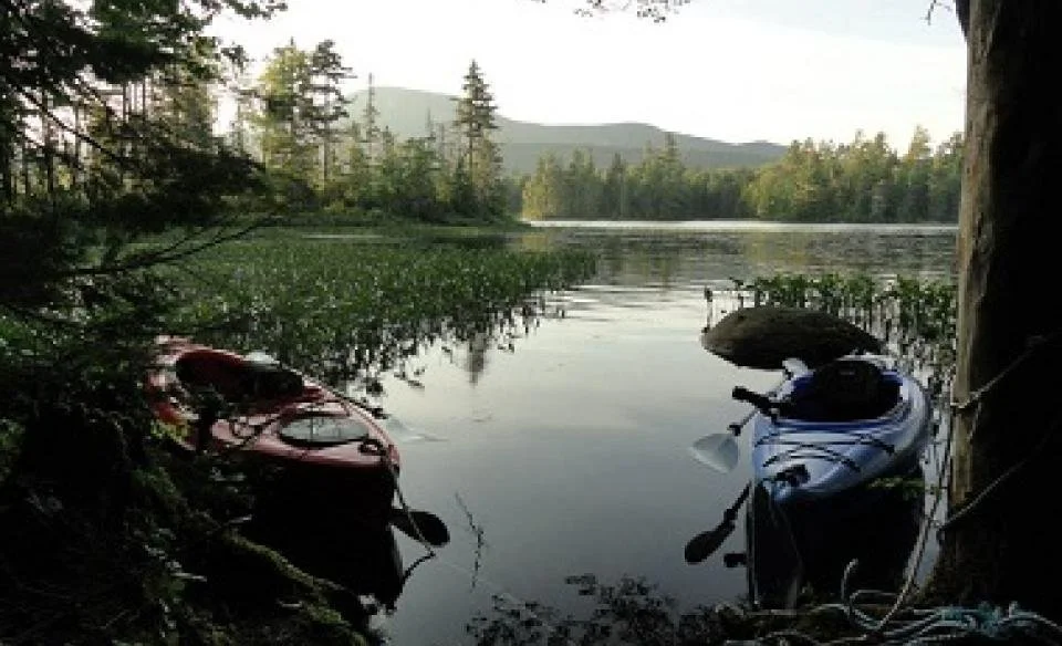Kayaks on Lake Durant Campground in the Central Adirondacks.